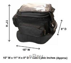 15 W HUGE HEAVY DUTY MOTORCYCLE MAGNETIC TANK BAG with CELL PHONE POCKET VAO