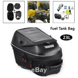 23L Black Motorcycle Release Buckle Fuel Tank Bag Hard Shell Shoulder Backpack