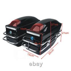 24L Motorcycle Side Tool Box Luggage Tank Bag Hard Case Saddle Bags withTaillight