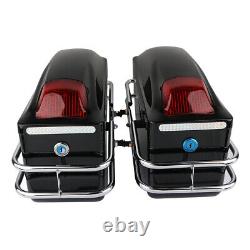 24L Motorcycle Side Tool Box Luggage Tank Bag Hard Case Saddle Bags withTaillight