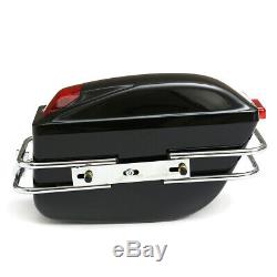 2PCS Universal Motorcycle Hard Tank Saddle Bags Side Boxs Luggage Case With