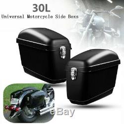 2Pcs 30L Motorcycle Panniers Box Side Luggage Tank Hard Case Saddle Bag Cruiser
