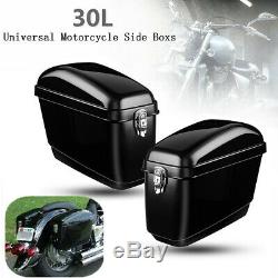 2Pcs 30L Motorcycle Panniers Box Side Luggage Tank Hard Case Saddle Bag Cruiser