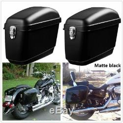 2Pcs Motorcycle Side Box Luggage Tank Case Saddle Bag For Cruiser Honda Suzuki