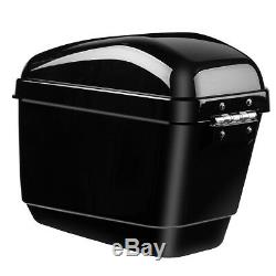 2x Gloss Black Motorcycle Side Box Luggage Tank Hard Case Saddle Bag Cruiser