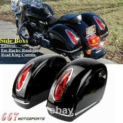 2x Motorcycle Side Box Luggage Tank Hard Case Saddle Bag For Harley Road King