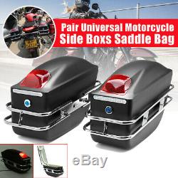 2x Motorcycle Side Boxs Pannier Luggage Tank Hard Case Saddle Bag Rack Cruiser