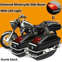 2x Universal Motorcycle Side Boxes Luggage Tank Hard Case Saddle Bags Cruiser