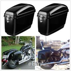 30L Motorcycle Side Box Luggage Saddle Bag Tank Hard Case Cruiser Gloss Black