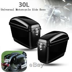 30L Motorcycle Side Box Luggage Saddle Bag Tank Hard Case Pannier Gloss Black