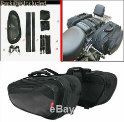 36-58L Durable Universal Motorcycle Saddle Bag Luggage Helmet Tank WithRain Cover&