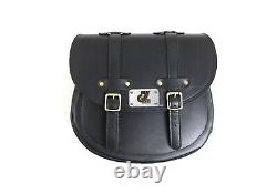 Black Leather Saddle Bag Tank Strap bag Fit For Royal Enfield Classic & Bullet