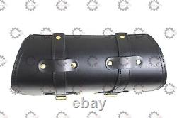 Black Leather Saddle Bag Tank Strap bag Fit For Royal Enfield Classic & Bullet