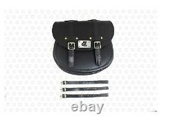 Black Leather Saddle Bag Tank Strap bag Fit For Royal Enfield Classic & Bullet