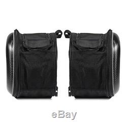 Carbon Fiber Look Motorcycle Saddle Bags Luggage Pannier Helmet Tank Bag withCover