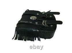 For Indian Chief Motorcycle Black Leather Magnetic Tool Bag Tank Pouch With Fril