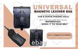 Genuine Leather Magnetic Universal Black Tank Bag for All Type Of Motorcycle