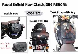 Leather Saddle Bag with Tank bag Combo Fit For Royal Enfield New Classic 350