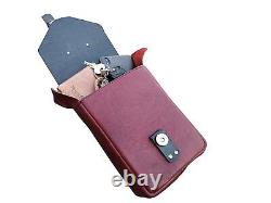 Motorcycle Leather Tank Pouch Magnetic Mounting For Royal Enfield Cherry Red