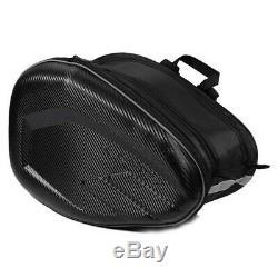 Motorcycle Saddle Bags Helmet Tank Bag WithBands Rain Cover Carbon Fiber Surface &