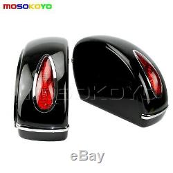 Motorcycle Side Case Tank Hard Saddle Bags+RED Retro Tail Lamp For Harley Custom