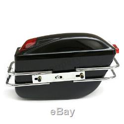 Motorcycle Side Pannier Box Luggage Tank Tail Hard Case Saddle Bags Rack Cruiser