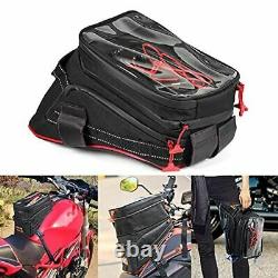 Motorcycle Tank Bag Gas, Oil Fuel Tank Saddle Bag with Strong Strap Mount