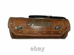 New Pure Leather Tool Roll Bag Engraved For Indian Chief Motorcycle In Tan Color