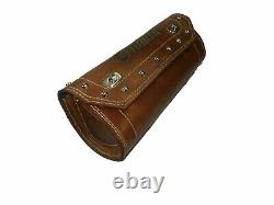 New Pure Leather Tool Roll Bag Engraved For Indian Chief Motorcycle In Tan Color