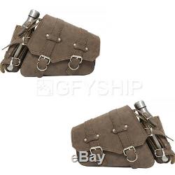 PU Leather Motorcycle Side Saddle Bag SaddleBags Pouch For Harley XL883 1200