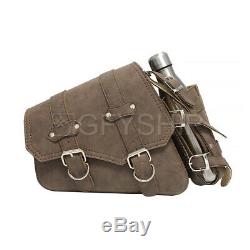 PU Leather Motorcycle Side Saddle Bag SaddleBags Pouch For Harley XL883 1200