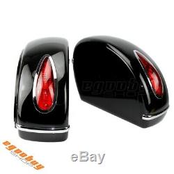 Pair Motorcycle Side Cases Tank Hard Saddle Bags Tail Light For Harley Road King