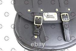 Royal Enfield Black Leather Saddle bag with Tank Strap bag For Classic & Bullet