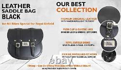 Royal Enfield Black Leather Saddle bag with Tank bag Combo For Classic & Bullet