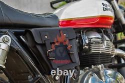 Royal Enfield Continental GT 650 Leather Side Bag & Diamond Tank Pads Red Combo
