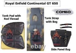 Royal Enfield Continental GT 650 Leather Side Bag & Union Tank Pads (Red) Combo