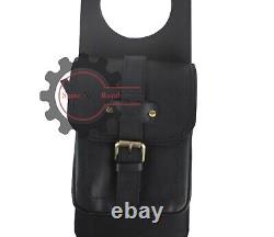 Royal Enfield Meteor 350 Black Leather Saddle Bag with Tank Strap bag