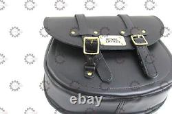 Royal Enfield Meteor 350 Black Leather Saddle Bag with Tank Strap bag