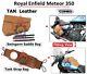 Royal Enfield Meteor 350cc Tan Leather Swingarm Saddle Bag With Tank Bag