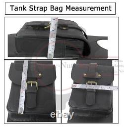 Royal Enfield New Classic 350 REBORN Black Leather Saddle Bag & Tank Strap Bag