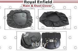 Royal Enfield New Classic 350 REBORN Black Leather Saddle Bag & Tank Strap Bag