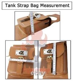 Tan Leather Saddle Bag &Tank Strap bag Fit For Royal Enfield Classic & Bullet