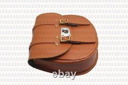 Tan Leather Saddle Bag & Tank Strap bag Fit For Royal Enfield New Classic 350