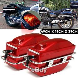 Universal Motorcycle Side Box Luggage Tank Hard Case Saddle Bag Cruiser With Rail