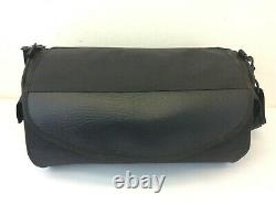 Vintage Used Black Canvas Leather Plastic Tube Motorcycle Tank Bag
