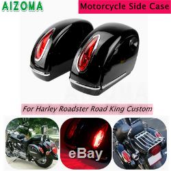 2pcs Motorcycle Side Box Bagages Réservoir Hard Case Selle Sacs Pour Harley Raod Roi