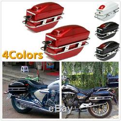 2x Moto Side Boxs Pannier Sac Bagages Réservoir Hard Case Selle Rack Cruiser