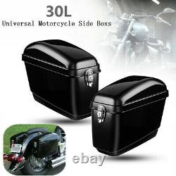 30l Moto Side Box Luggage Tank Hard Case Saddle Bag Panniers Glossy Black
