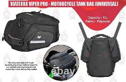 Adapté pour sacoche de réservoir noire Viaterra Viper Pro pour moto universelle