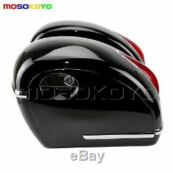 Hard Case Moto Tank Side Selle Sacs + Red Retro Tail Lamp For Harley Personnalisée